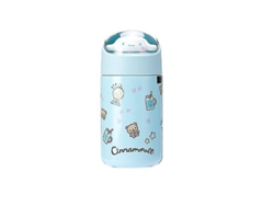 Termo de acero inoxidable de 280 ml con diseño de dibujos animados para café, té, leche y niños, portátil para coche, bicicleta eléctrica (azul)