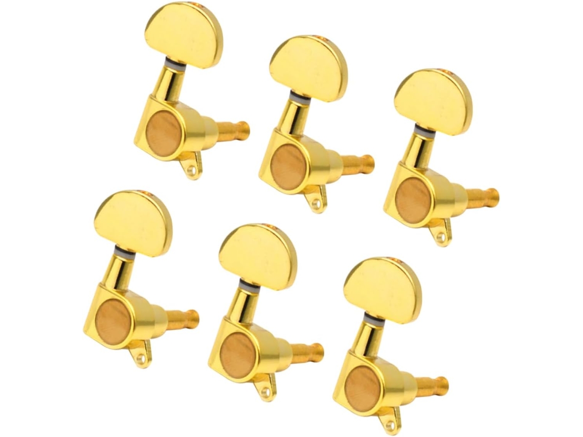 6 Clavijas Doradas Para Guitarras Eléctricas Y De Madera, Cabezas Redondas Con Mango Grande.