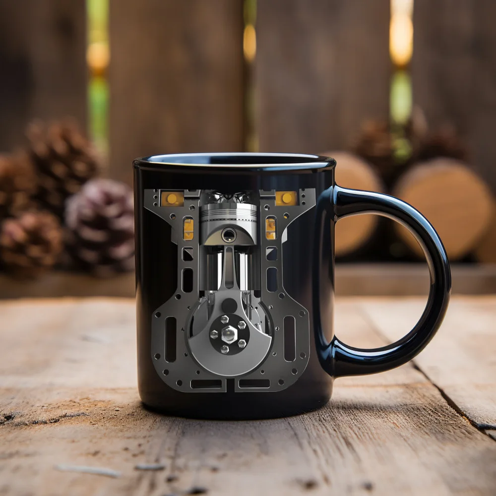 Taza de cerámica con motor mecánico, taza 3D para té con leche, taza creativa para el desayuno MDUG (Estilo 1 330 ml)