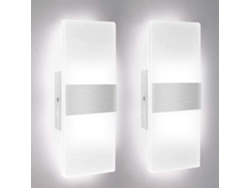 Rebe-2 Piezas Lámpara De Pared Led Interior, 12w 6000k Blanco Frío, Diseño Moderno, Fixture De Luz Para Sala, Dormitorio, Pasillo, Baño