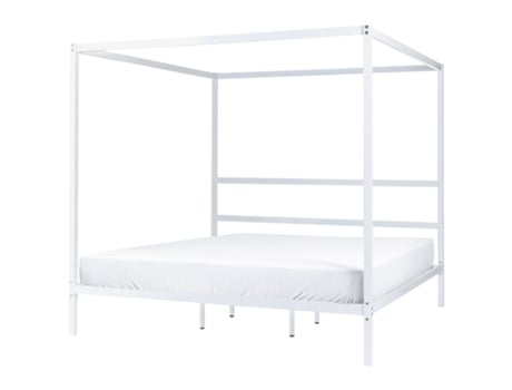 BELIANI Cama con dosel de metal blanco Lestards 188x209x189
