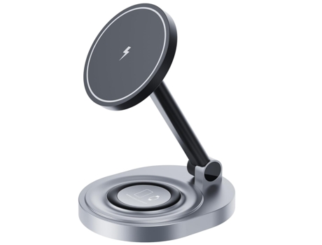Carregador Mag-safe para iPhone 15 CHRONUS BTJ, Suporte de Carregamento para iPhone, Estação de Carregamento iPhone iWatch (Cinza)