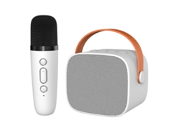 Mini Karaoke Portátil Con Altavoz Y Micrófono Bluetooth, Sonido De Alta Calidad, Color Blanco.
