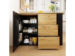 Barra de bar extensible, moderna y móvil, mesa alta con mueble auxiliar de madera. (138 x 204 x 39 x 104 cm)