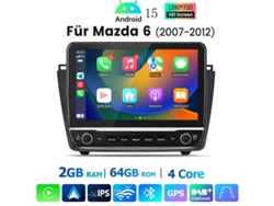 Gps Rádio Android 15 Para Carro 10.1 Tela Ips Hd Wifi Dsp 2gb 64gb 4 Núcleos Compatível Com Mazda 6 2007 2012