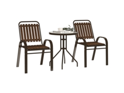 Conjunto De Jardín De 3 Piezas Con 2 Sillas Apilables Y Una Mesa De Vidrio Templado.