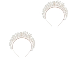 Corona De Boda Tejida De 2 Piezas, Accesorio Nupcial Elegante Rosa Hecho A Mano Para Eventos Especiales.