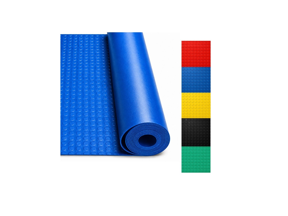 Suelo De Caucho Círculos 3mm | Pavimento De Círculos | Alta Resistencia Industrial | Talleres Y Garajes | Colorfull Azul Rollo: 1x5 Metros