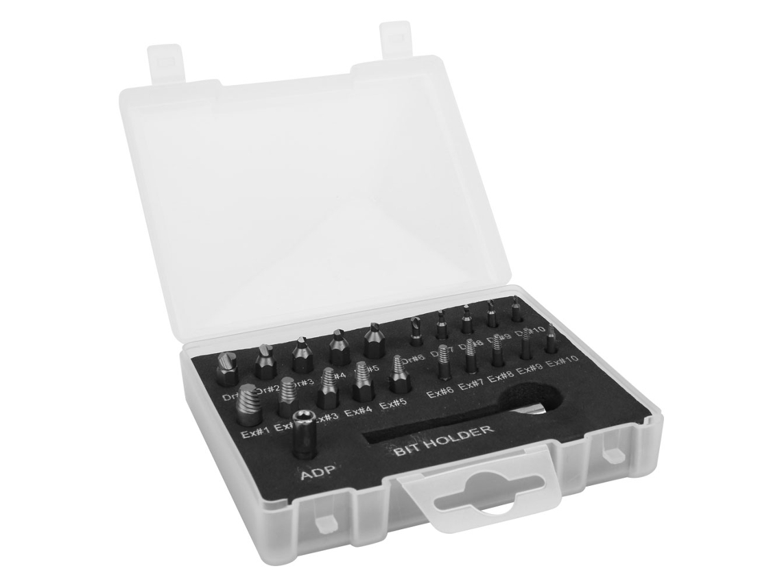 Extractor de tornillos dañados, 22 piezas, herramienta de acero CRV para extraer tornillos rotos de fácil extracción.