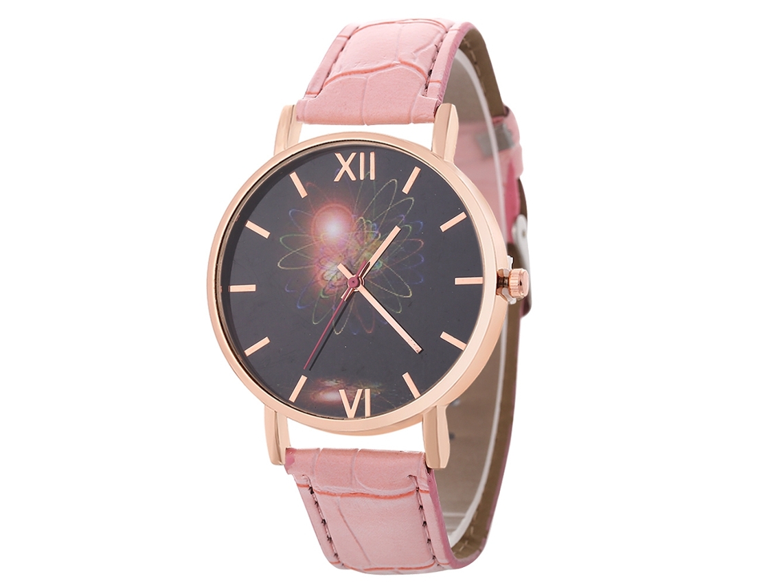 Reloj De Pulsera Analógico De Cuarzo De Aleación Con Esfera Redonda Para Hombre Y Mujer, Color Rosa.