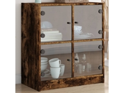 Armario Auxiliar Puertas De Vidrio Roble Ahumado 68x37x75,5 Cm