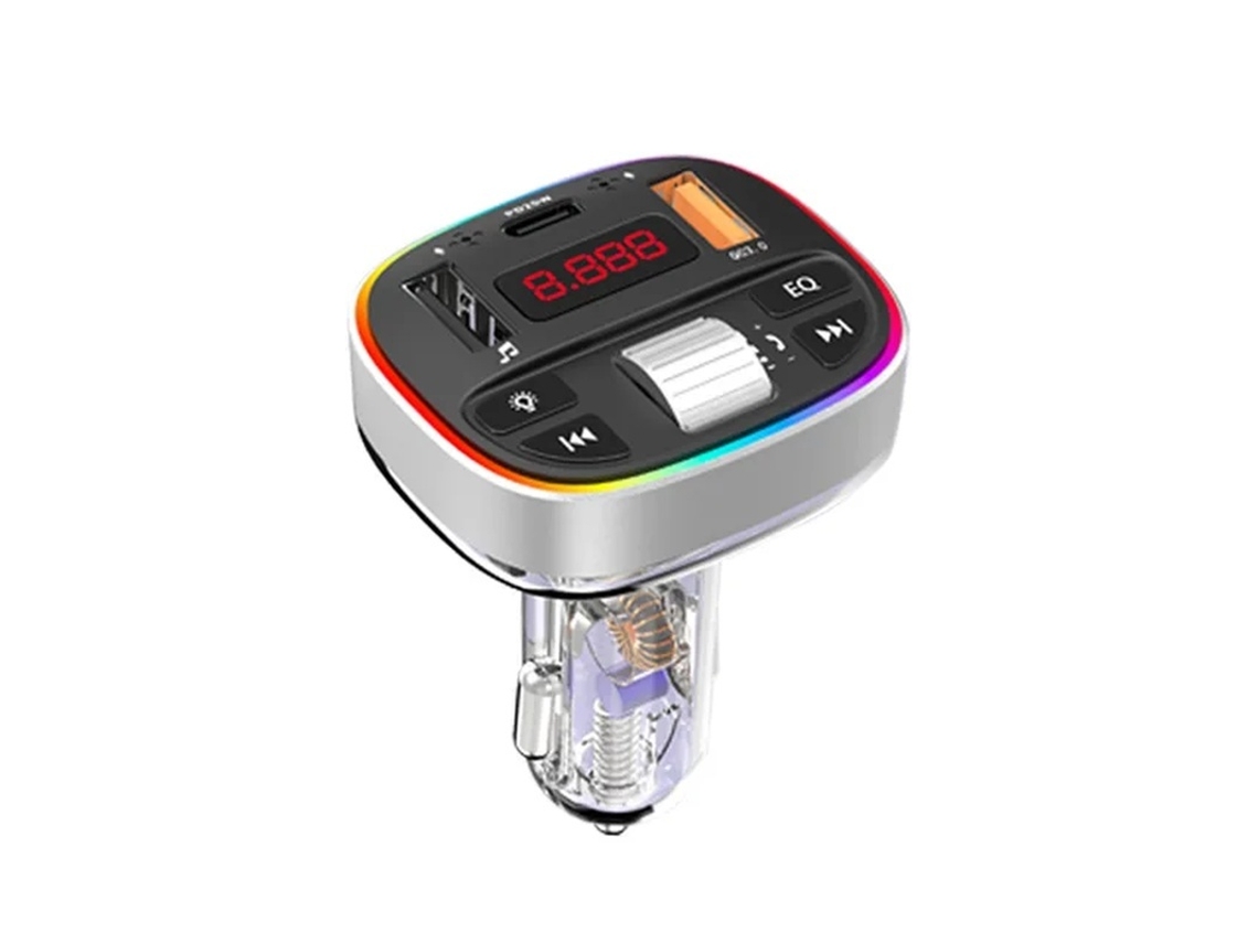 Transmisor de FM YIZHOOD T5S Bluetooth 5.0 Manos Libres Radio de Coche Modulador MP3 22.5W USB Super Rápido negro