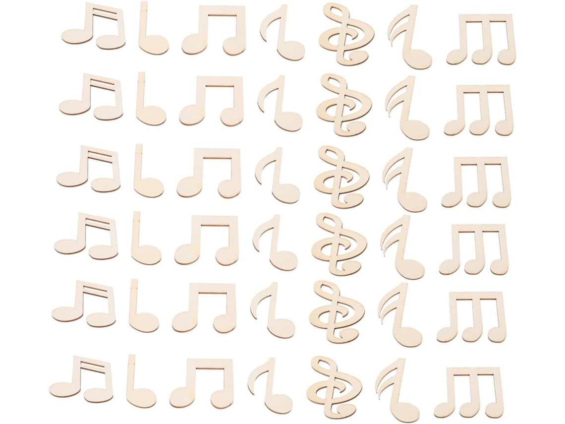 100 Piezas De Decoraciones Sin Pintar Con Forma De Notas Musicales Para Pintar O Hacer Tú Mismo.