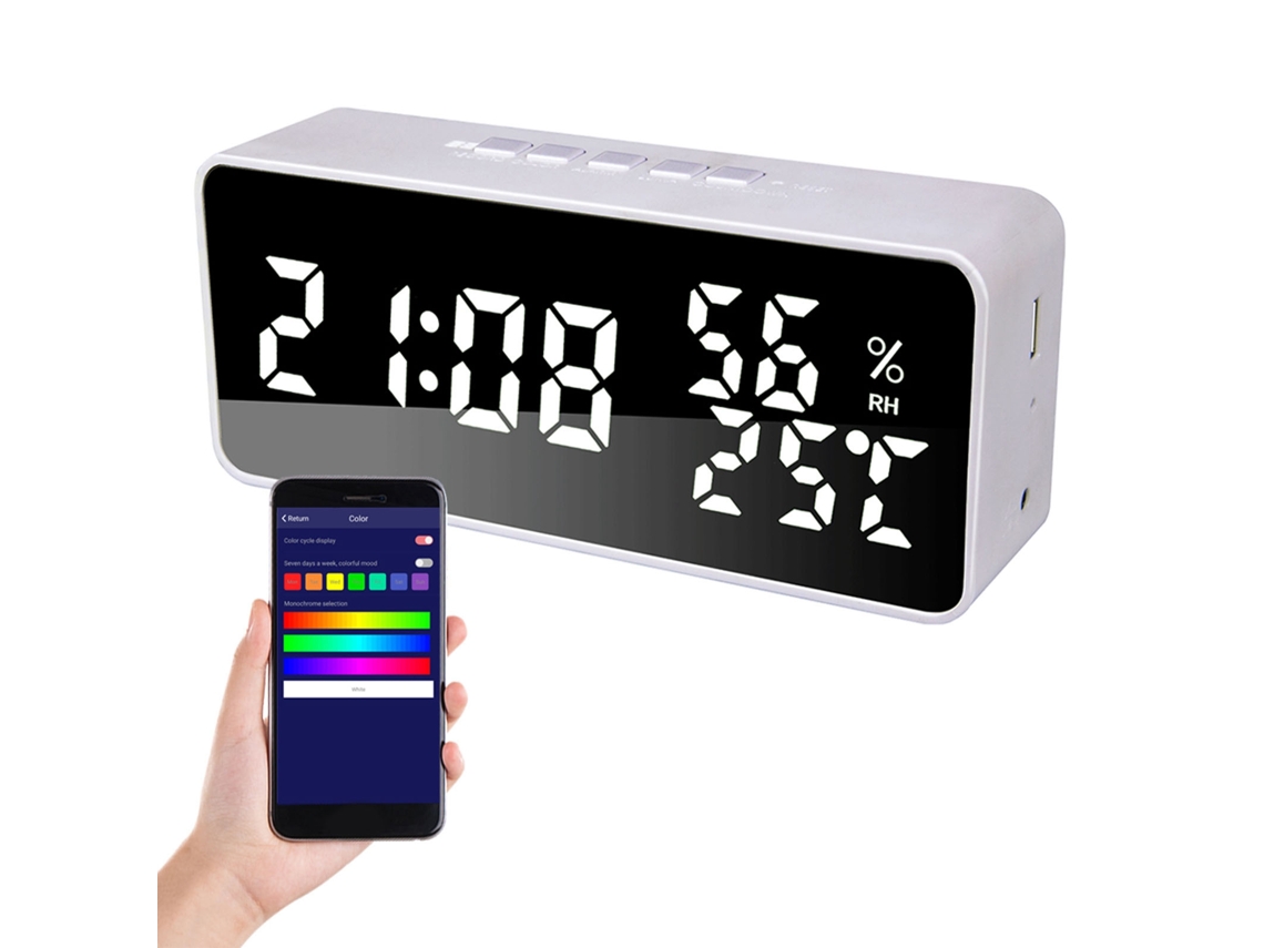 Reloj despertador con 5 alarmas y pantalla LED