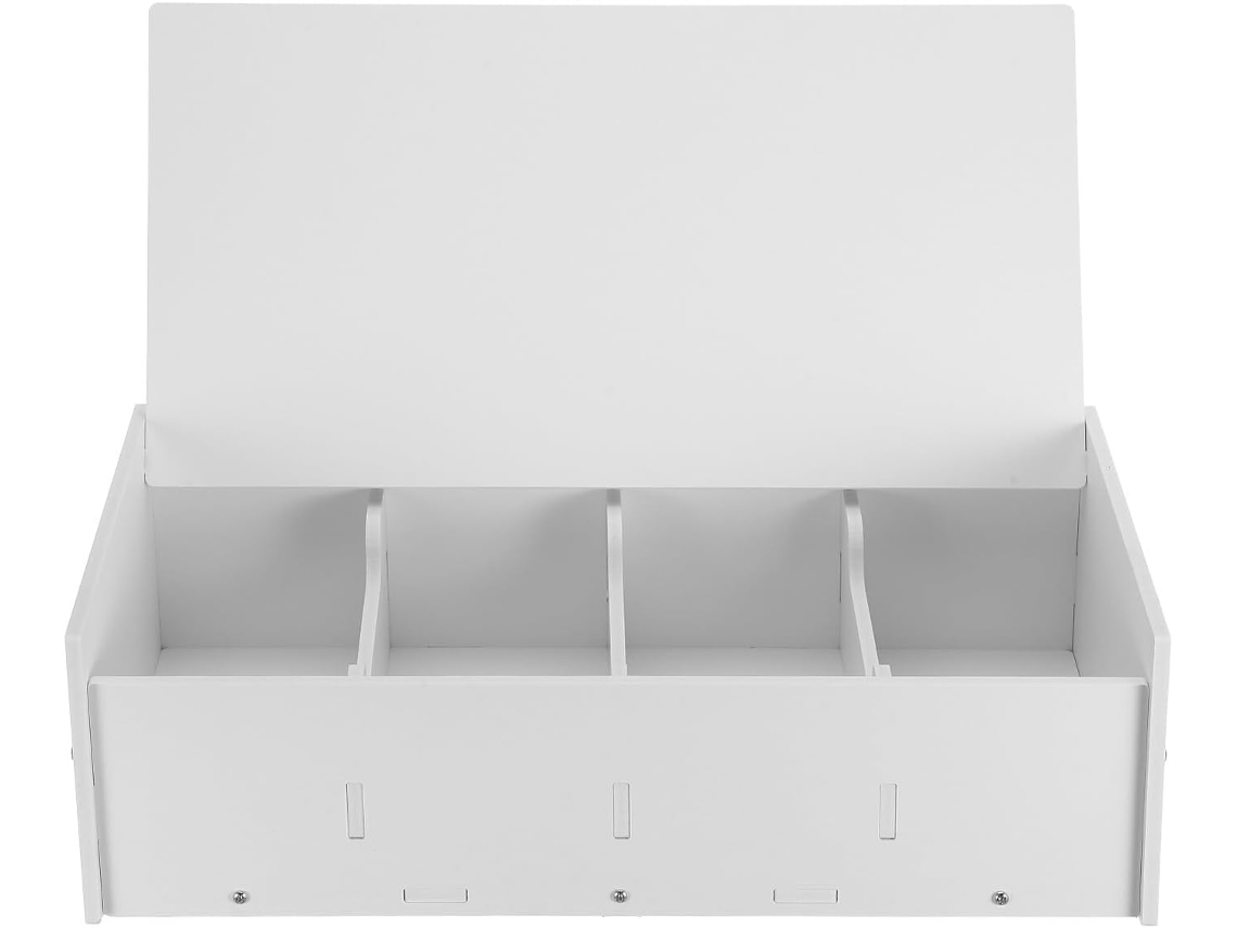 Caja De Almacenamiento Con Tapa Abatible Para Plata Líquida, De Madera, Plástico O Color Blanco.