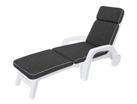 Cojín para tumbona de jardín o playa, cojín para muebles de jardín - 178x47x5 cm - Negro SALES CORE