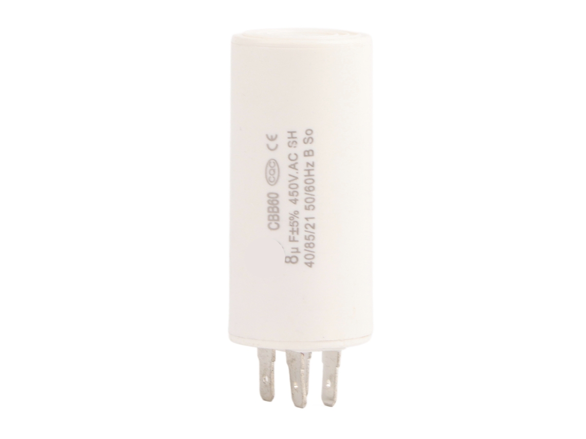 Condensador De Arranque De Motor Cbb60 De 450 V Y 8 Μf Con Terminales De Pala Para Equipos De Motor.