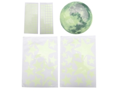 Pegatinas de pared de estrellas lunares que brillan en la oscuridad, decorativas para salas de estar