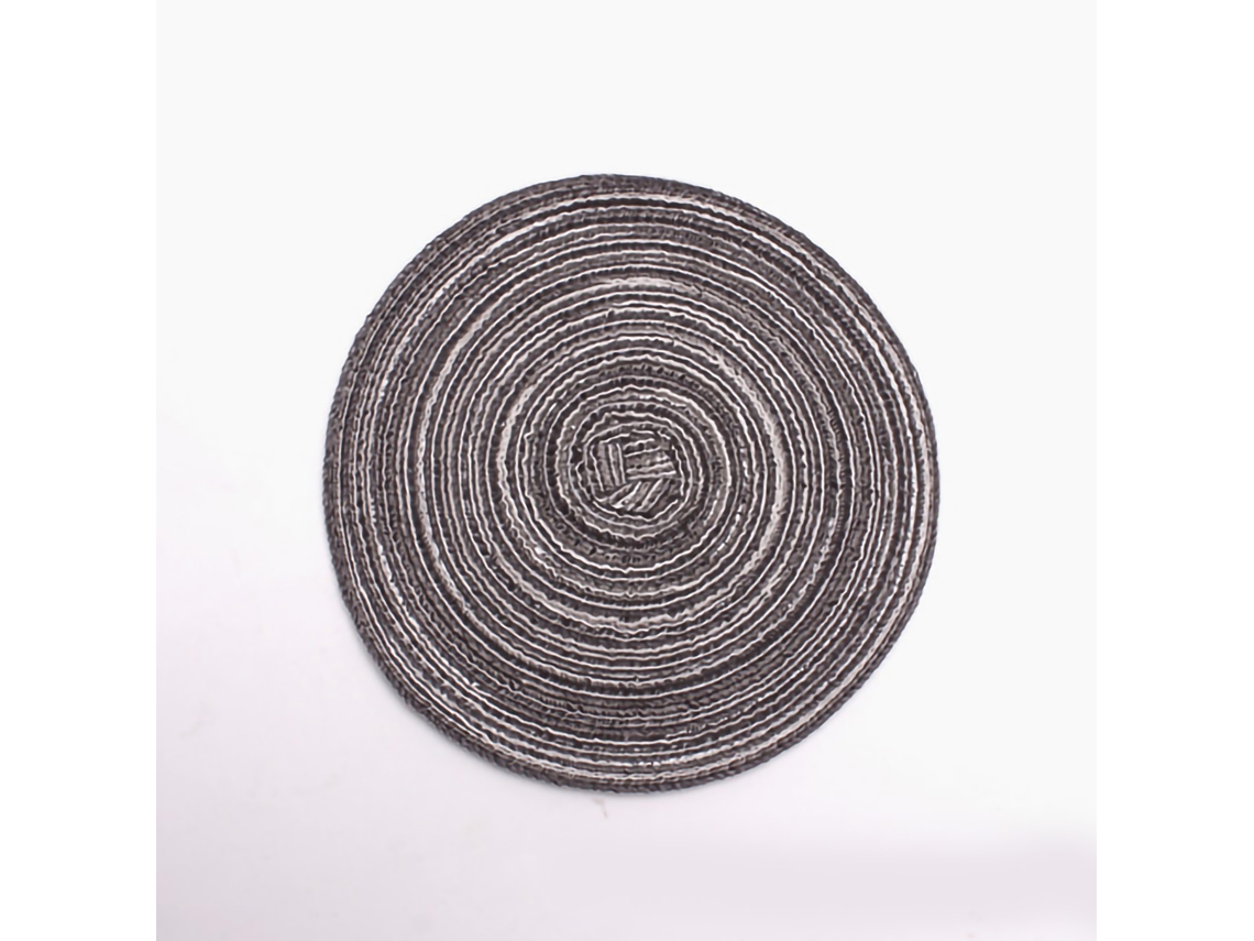 Juego De 4 Posavasos Redondos Decorativos De Tela Termoaislante Con Mantel Individual, 36 Cm, Gris Oscuro.