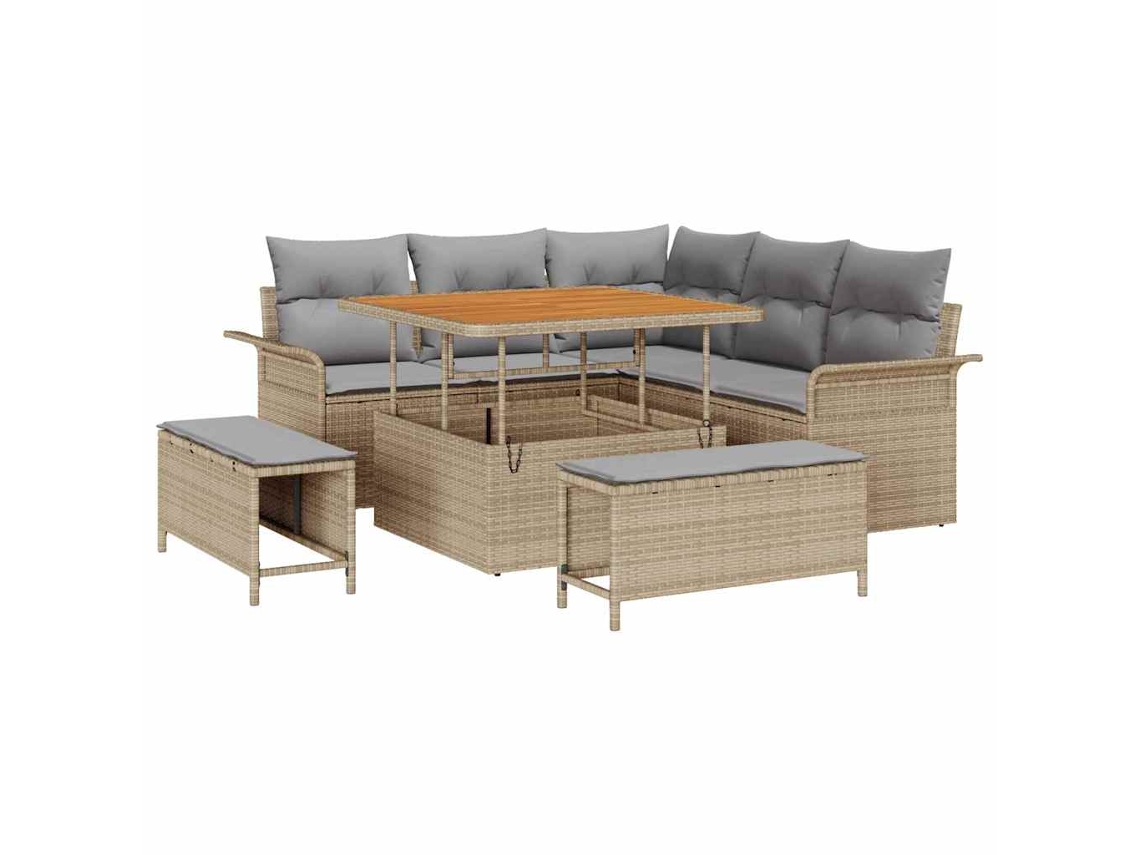 Maison Exclusive - Conjunto De Sofá De Jardín Con Cojín 8 Pcs Beige Y Gris Claro