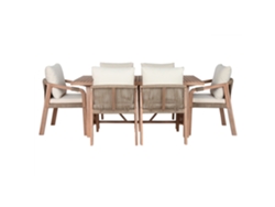 Set 7 Mesa Comedor Acacia 6 Sillas Y Coj 170x90x75cm
