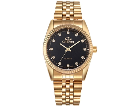 VEANXIN Gold Watch Par de relojes de pulsera de acero inoxidable-Hombres y negros