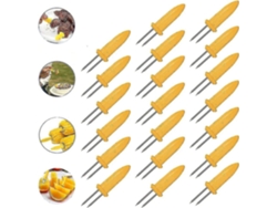 20 Piezas De Porta Elotes De Acero Inoxidable Resistente Al Calor Pinzas Antideslizantes Para Barbacoa Cocina Fiesta De Cumpleaños Amarillo