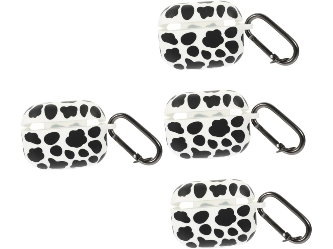 Estuche Para Auriculares Con Estampado De Vaca De 4 Piezas Para Un Uso Elegante Y Práctico.