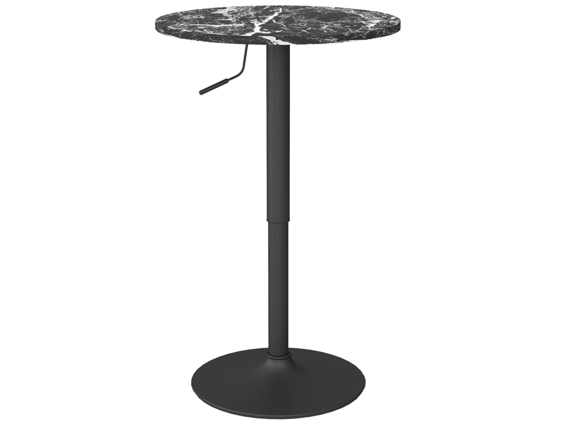 Mesa Bar Regulable Efecto Mármol 60x60x68-93,5 Negra