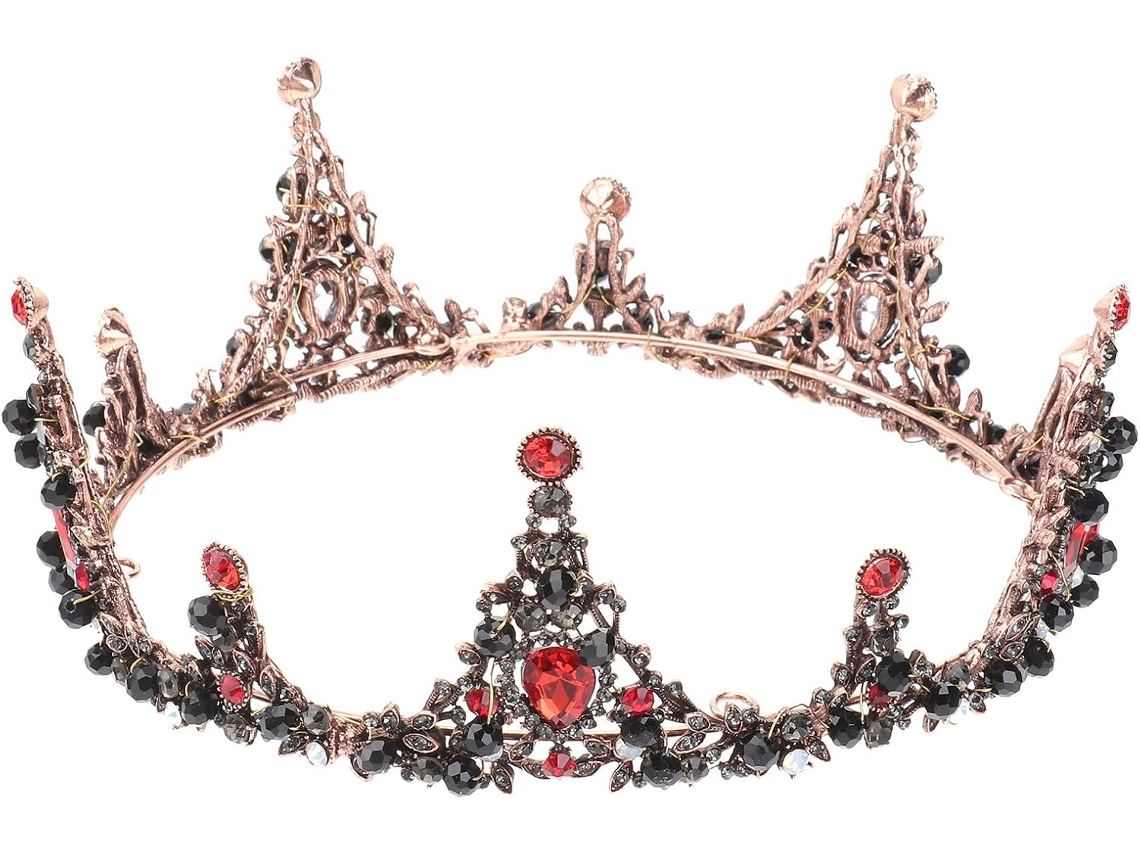 Corona De Mariée Baroque Rouge Y Negroe, Accessoire Cabello Élégant Pour Robe Mariage, Diadema