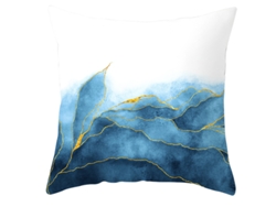 Serie Arte a Tinta Funda Decorativa de Almohada Azul