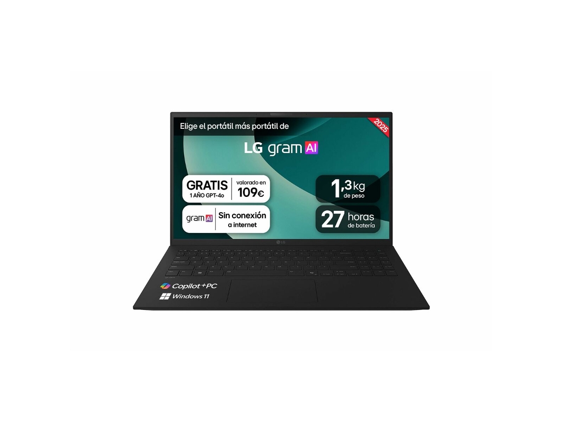 Laptop LG 15z80t G.au88b (negra, SSD de 1 TB, socket UE, teclado QWERTY español, 32 GB de RAM, AMD Ryzen 7)