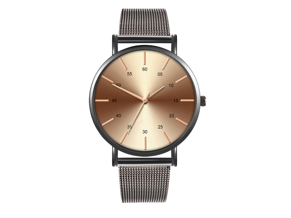 Reloj De Moda Para Parejas Con Correa De Malla Dial Redondo Cuarzo