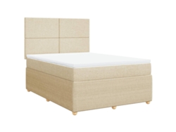 Cama Box Spring VIDAXL Crema Tela (160x200 cm)