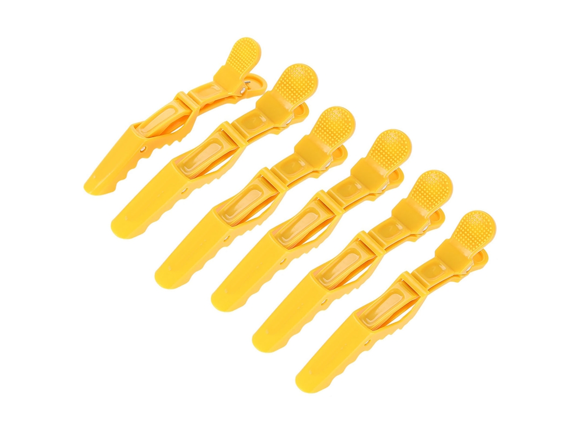 6 Pinos De Cabelo Crocodilo Antiderrapante Unico Dente Clips De Cabelo Seco Amarelo Para Salão Acessórios De Cabelo