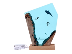 Adornos De Escritorio Resina Epoxi Hechos A Mano, Lámpara Nocturna Ballena Buceadora Del Océano, Cue