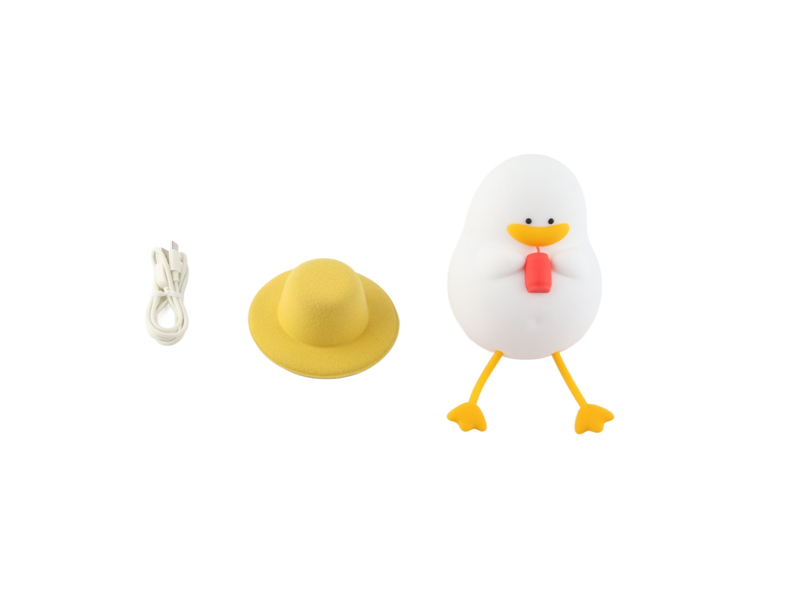 Lámpara De Noche De Silicona Con Forma De Pato, Soporte Para Teléfono Móvil, Brillo Ajustable, Led, Carga Usb Y Sombrero.