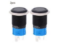 2 Interruptores Pulsadores De 5 Pines, 16 Mm, 12 V Cc, Autoblocantes, Ip65, Con Luz Blanca, De Acero Inoxidable.