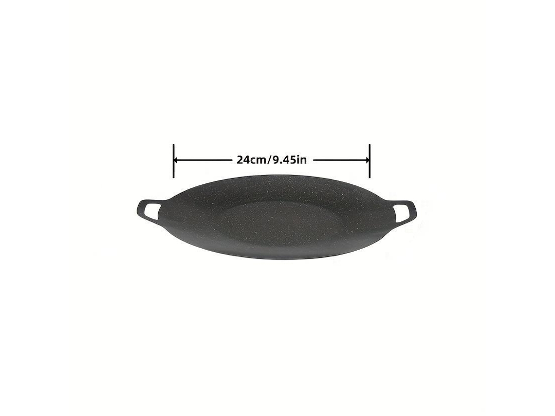 Sartén Antiadherente Redonda De Estilo Coreano (24 Cm) Para Barbacoa, Ideal Para Viajes Y Acampadas Al Aire Libre.