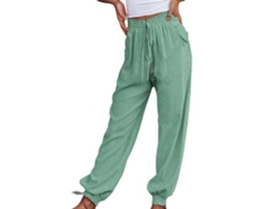 2026-pantalones Jogger Suaves Para Mujer Con Cordón Elástico Y Bolsillos, Sueltos Y Cómodos Xl Verde Claro