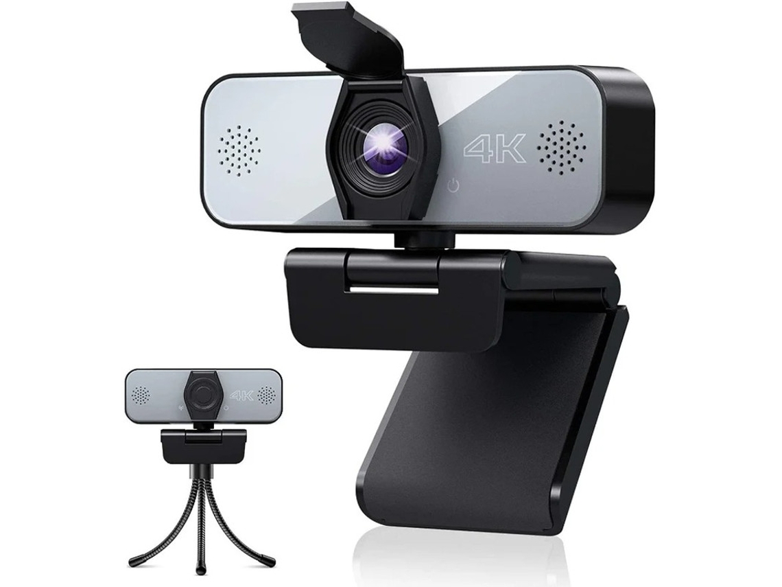 Cámara web 4K con micrófono, cámara web USB HD con trípode y protector de privacidad, red de transmisión con videollamada, color negro Yizhood