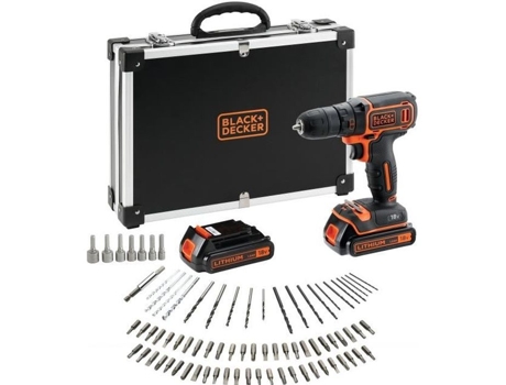 BLACK & DECKER BDCDC18BAFC - Drill-driver - Li Ion 2x18 V bateria + 80 acessórios - Orange