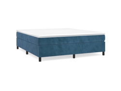 Maison Exclusive - Cama Box Spring Con Colchón Terciopelo Azul Oscuro 180x200 Cm
