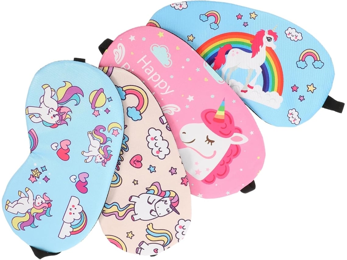 Juego de 4 antifaces para dormir con estampado de unicornio: cómodos y duraderos.