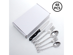 (juego De 48 Piezas - Plata) Juego De Cubiertos De Acero Inoxidable Estilo Chino Chapado En Oro (cuchillo, Tenedor, Cuchara)