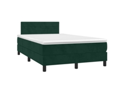 Maison Exclusive - Cama Box Spring Con Colchón Terciopelo Verde Oscuro 120x190 Cm
