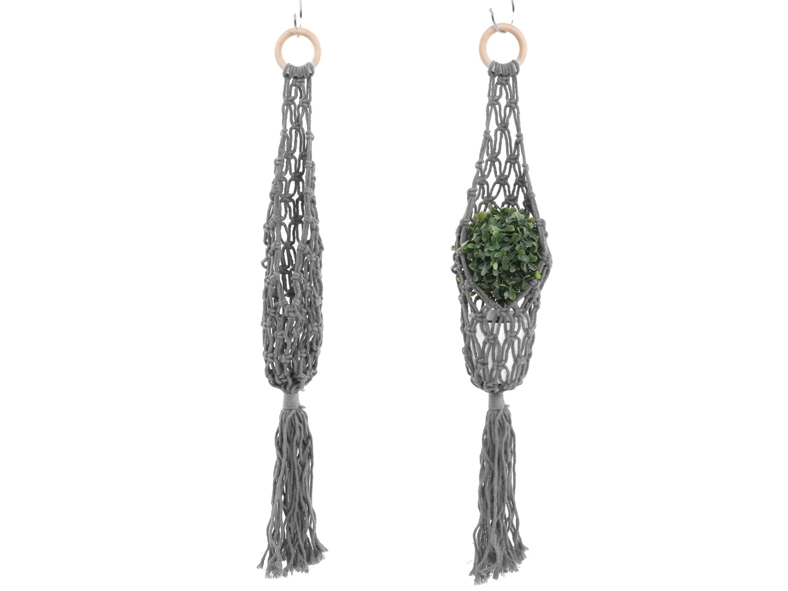 Cesta Colgante Para Frutas Con Cuerda De Algodón, Hamaca Colgante, Montaje En Pared, Cocina, Gris