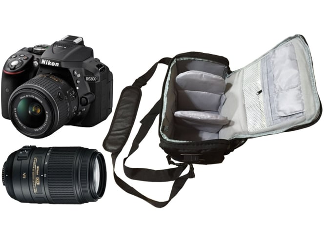 Kit Cámara Réflex NIKON D5300 18-55 VR II 55-300 (Negro)