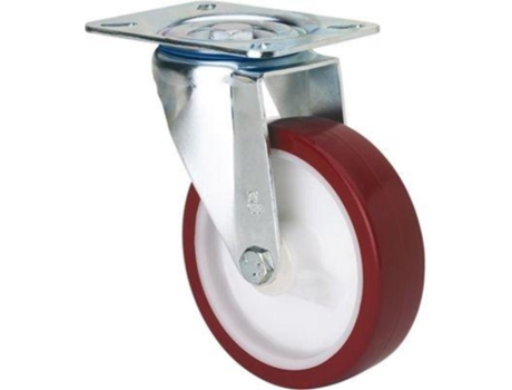 Rueda giratora placa 10zvl125cp-polsb poliamix blanco-poliur.marron eje bolas ALEX