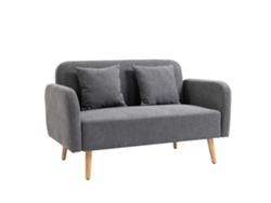 Sofá 2 Plazas Cojines Terciopelo 130x70x80 Gris